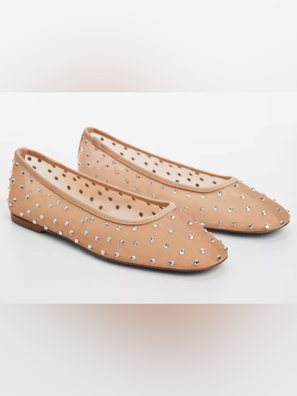 Mango Studded Nude Ballet Flats - Women